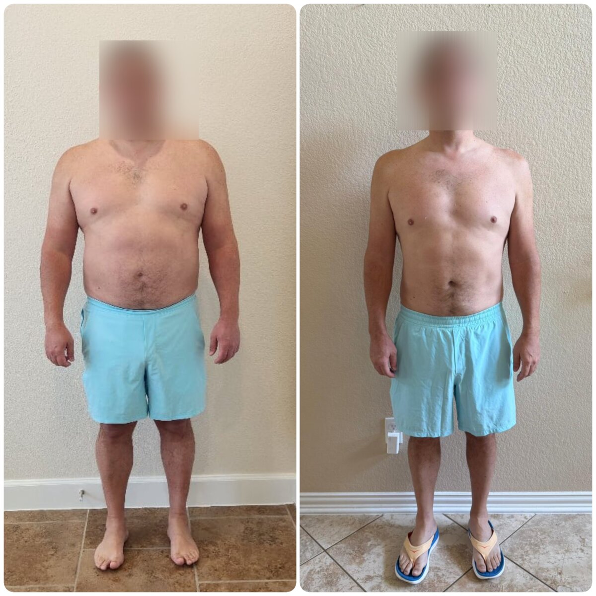 Weight loss before and after - front view