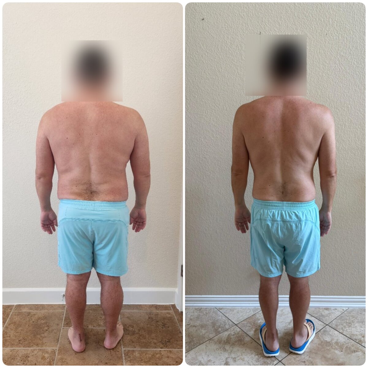 Weight loss before and after - back view